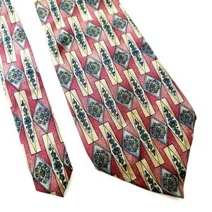 Savile Row Red Abstract Silk Tie‎ Print Wide
